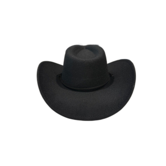 NWOT Western Style Black Felt Hat Adjustable Side Under Chin Strap - Picture 1 of 6
